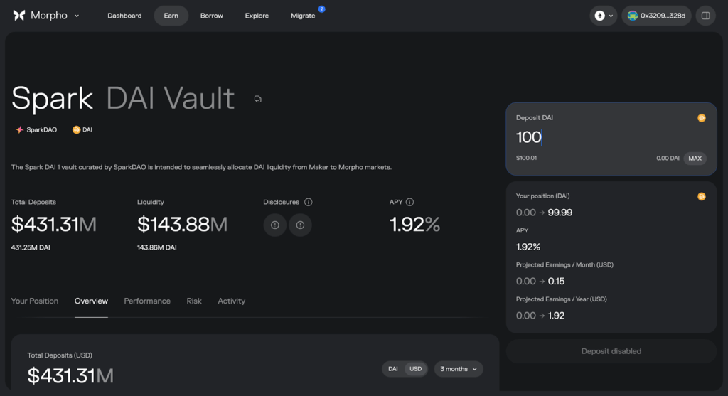 inside the morpho vault view