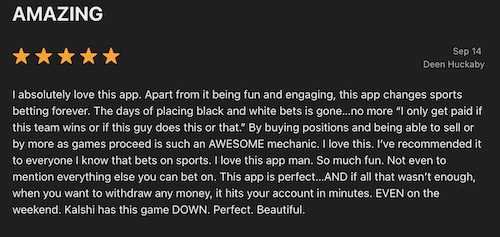 Kalshi user feedback from the Apple store