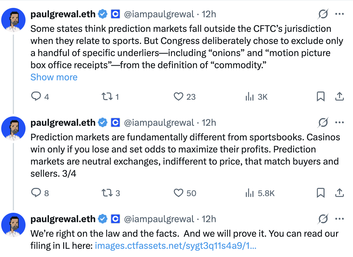 Coinbase tweets lawsuits filed in three states