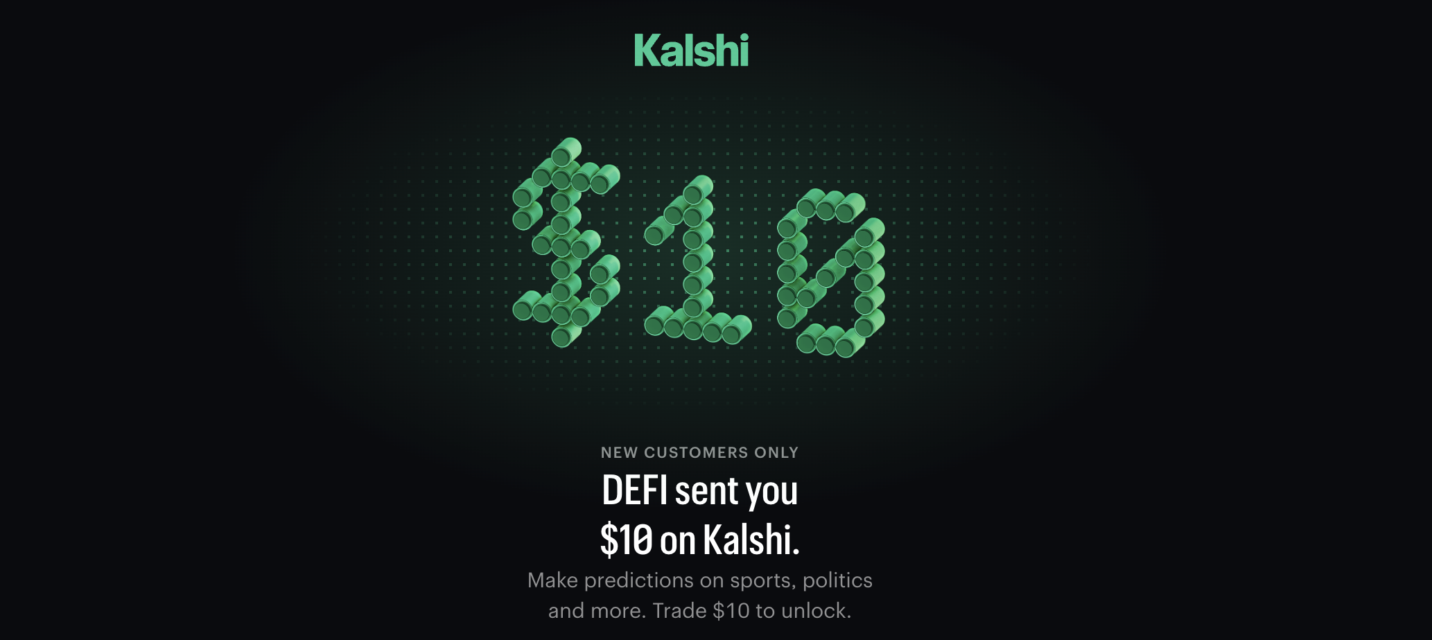 Kalshi promo code defi for $10 free for final four