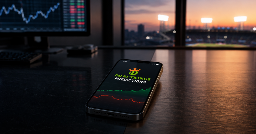 DraftKings said DK Predictions reached a $2.3 billion annualized trading-volume run rate in April as the company prepares to launch its Railbird exchange and expand prediction-market parlays.