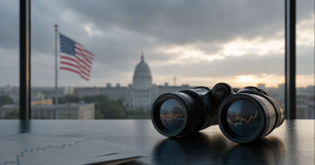 binoculars in front of washington dc scene