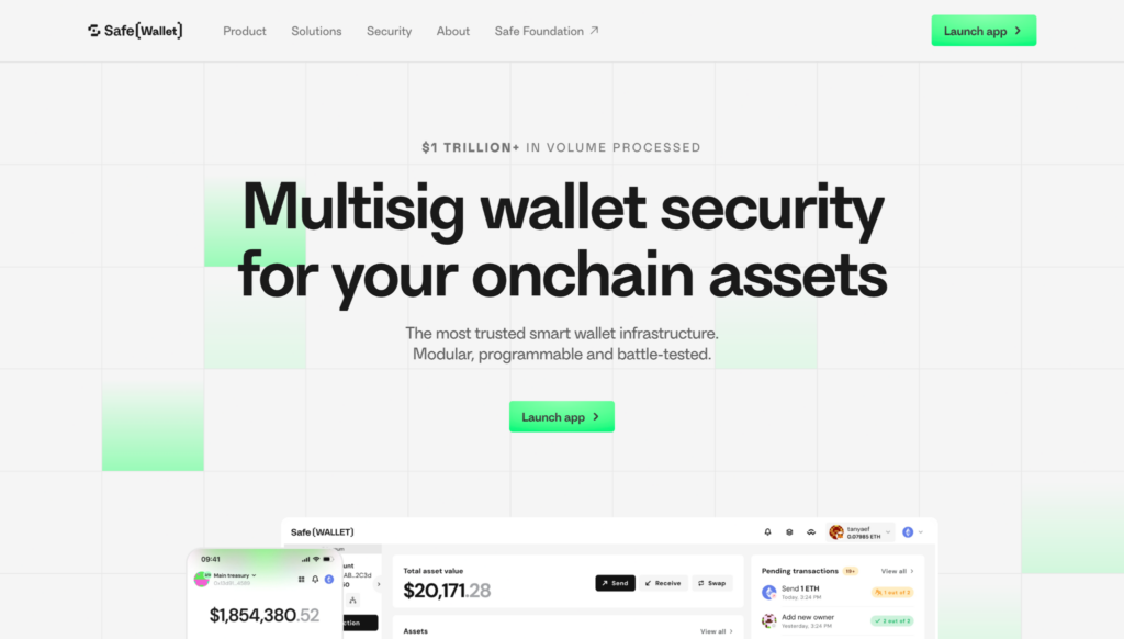 safe wallet home page