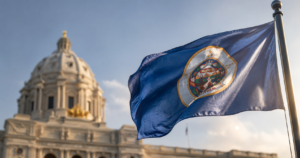 minnesota flag flying in front of courthouse